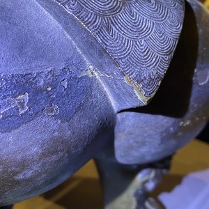 A large Chinese bronze incense burner and cover on carved wooden stand, Ming — photo 28