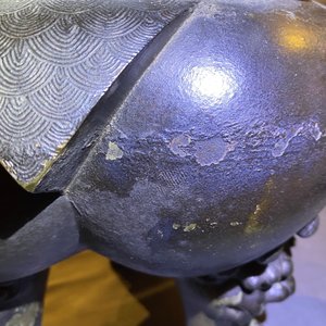 A large Chinese bronze incense burner and cover on carved wooden stand, Ming — photo 29
