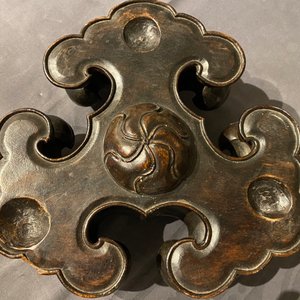 A large Chinese bronze incense burner and cover on carved wooden stand, Ming — photo 54