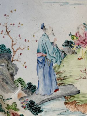 A large Chinese Canton enamel dish with scholars in a landscape, Yongzheng — photo 3