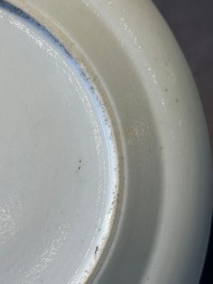 A large Chinese Canton famille rose dish and eight plates, 19th C. — photo 29