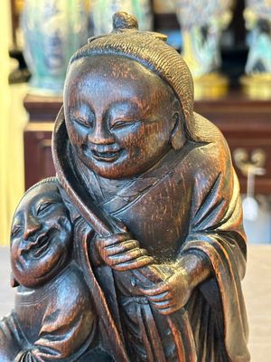 A large Chinese carved bamboo group of 'Hehe Erxian', 17th C. — 照片 5