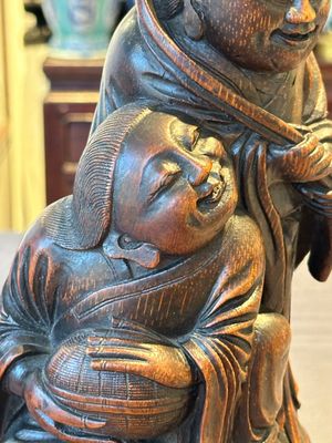 A large Chinese carved bamboo group of 'Hehe Erxian', 17th C. — 照片 6