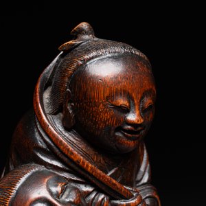 A large Chinese carved bamboo group of 'Hehe Erxian', 17th C. — 照片 3