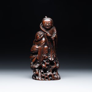 A large Chinese carved bamboo group of 'Hehe Erxian', 17th C. — 照片 6
