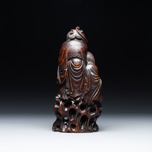 A large Chinese carved bamboo group of 'Hehe Erxian', 17th C. — 照片 8