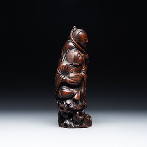 A large Chinese carved bamboo group of 'Hehe Erxian', 17th C. — 照片 9