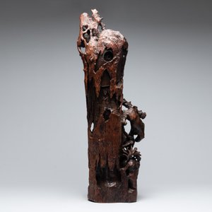 A large Chinese carved hongmu group of Fuhu Luohan and tigers, Republic — 照片 4