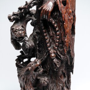 A large Chinese carved hongmu group of Fuhu Luohan and tigers, Republic — 照片 7