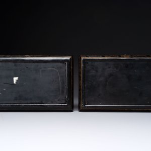 A large Chinese cloisonné brush washer and a pair of gilt-lacquered covered boxes with cloisonné plaques, 20th C. — photo 9