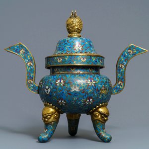 A large Chinese cloisonné incense burner and cover, 18/19th C. — 照片 3
