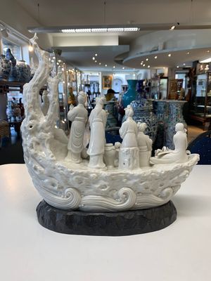 A large Chinese Dehua blanc de Chine group with goddesses on a boat, Republic — photo 3