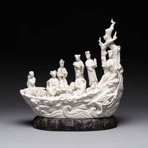 A large Chinese Dehua blanc de Chine group with goddesses on a boat, Republic — photo 1