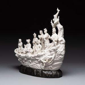 A large Chinese Dehua blanc de Chine group with goddesses on a boat, Republic — photo 2