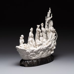 A large Chinese Dehua blanc de Chine group with goddesses on a boat, Republic — photo 6