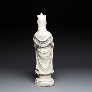 A large Chinese Dehua blanc de Chine Guanyin, He Chaozong and Xuande mark, Republic — photo 3