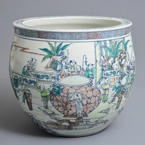 A large Chinese doucai 'hundred boys' fish bowl, 20th C. — 照片 1
