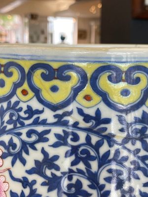 A large Chinese doucai-rose 'hu' vase with butterflies and birds, Qianlong mark but probably later — photo 23