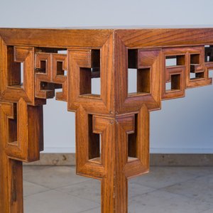 A large Chinese elm wood 'tiaoan' with geometric design, 19/20th C. — photo 8