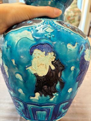 A large Chinese Fahua 'Ba Xian Zhu Shou 八仙祝壽' double gourd vase, 19th C. — photo 11