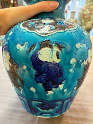 A large Chinese Fahua 'Ba Xian Zhu Shou 八仙祝壽' double gourd vase, 19th C. — photo 12