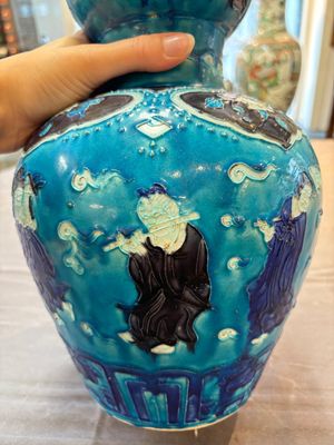 A large Chinese Fahua 'Ba Xian Zhu Shou 八仙祝壽' double gourd vase, 19th C. — photo 13