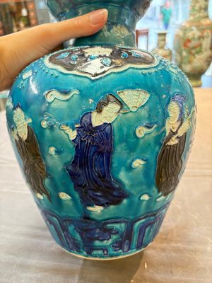 A large Chinese Fahua 'Ba Xian Zhu Shou 八仙祝壽' double gourd vase, 19th C. — photo 14