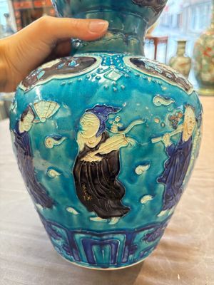 A large Chinese Fahua 'Ba Xian Zhu Shou 八仙祝壽' double gourd vase, 19th C. — photo 15