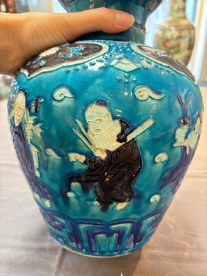 A large Chinese Fahua 'Ba Xian Zhu Shou 八仙祝壽' double gourd vase, 19th C. — photo 17