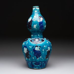A large Chinese Fahua 'Ba Xian Zhu Shou 八仙祝壽' double gourd vase, 19th C. — photo 2