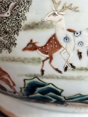A large Chinese famille rose '100 deer' 'hu' vase, Qianlong mark, 19th C. — photo 13