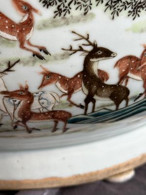 A large Chinese famille rose '100 deer' 'hu' vase, Qianlong mark, 19th C. — photo 19