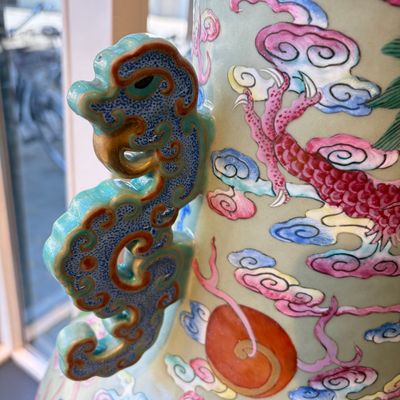 A large Chinese famille rose celadon-ground 'Dragon' vase — photo 4