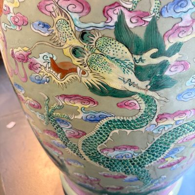 A large Chinese famille rose celadon-ground 'Dragon' vase — photo 12