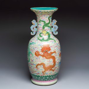 A large Chinese famille rose celadon-ground 'Dragon' vase — photo 1