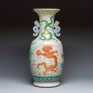 A large Chinese famille rose celadon-ground 'Dragon' vase — photo 2