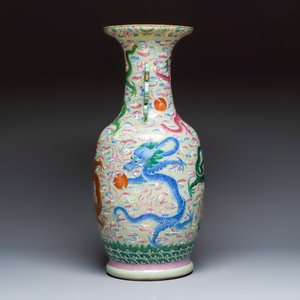 A large Chinese famille rose celadon-ground 'Dragon' vase — photo 3