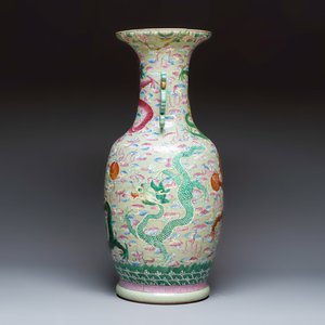 A large Chinese famille rose celadon-ground 'Dragon' vase — photo 5
