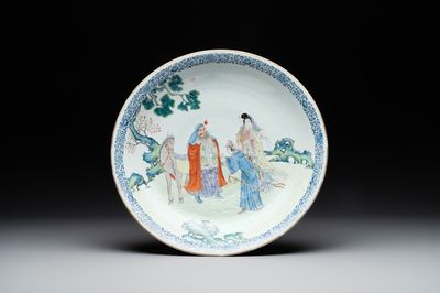 A large Chinese famille rose dish, Qianlong mark, Republic