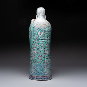 A large Chinese famille rose figure of Fu Xing, Zhu Mao Ji Zao 朱茂記造 mark, Republic — photo 4