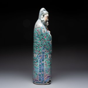 A large Chinese famille rose figure of Fu Xing, Zhu Mao Ji Zao 朱茂記造 mark, Republic — photo 5
