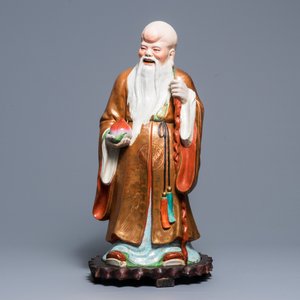 A large Chinese famille rose figure of Shou Lao, Republic, 20th C. — 照片 2