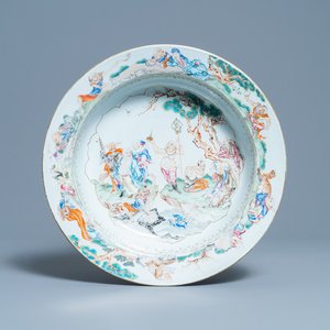 A large Chinese famille rose 'immortals' basin, Yongzheng/Qianlong — photo 1