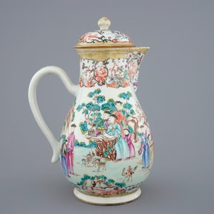 A large Chinese famille rose mandarin jug and cover, Qianlong, 18th C. — 照片 4