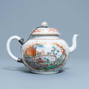 A large Chinese famille rose Meissen-style teapot and cover, Qianlong — 照片 4