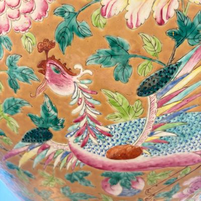 A large Chinese famille rose 'Phoenixes and Peonies' fish bowl for the Straits or Peranakan market — photo 11