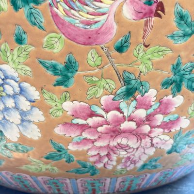 A large Chinese famille rose 'Phoenixes and Peonies' fish bowl for the Straits or Peranakan market — photo 19