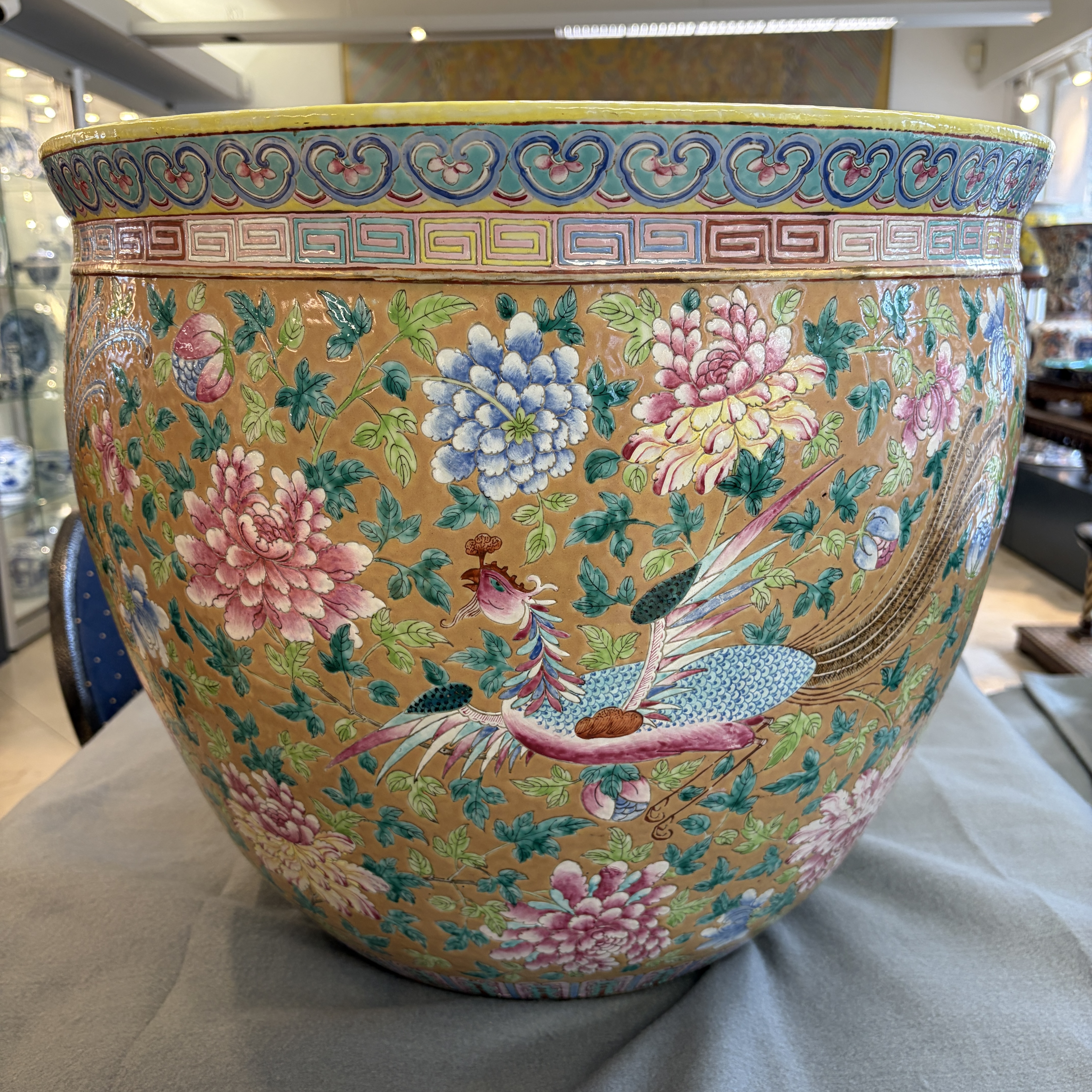 A large Chinese famille rose 'Phoenixes and Peonies' fish bowl for the Straits or Peranakan market — photo 26