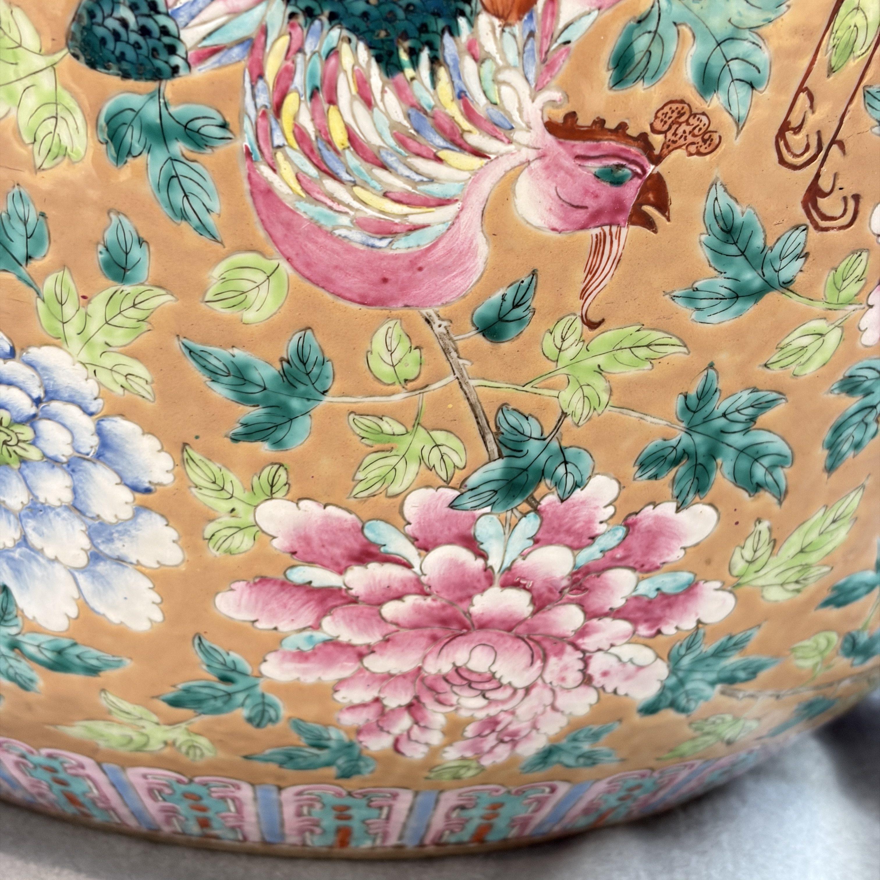 A large Chinese famille rose 'Phoenixes and Peonies' fish bowl for the Straits or Peranakan market — photo 44