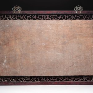 A large Chinese famille rose plaque with plum blossom design in wooden frame, signed Wang Heting 王鹤亭, dated 1984 — photo 2